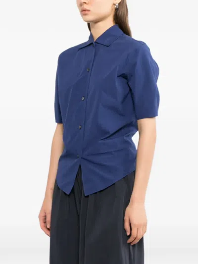 Jil Sander Technical Faille Shirt In Blue