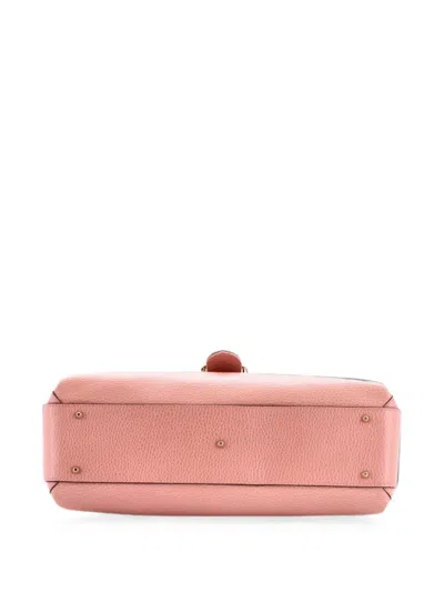 Pre-owned Gucci Interlocking Top Handle Bag Leather Medium Shoulder Bag In Pink
