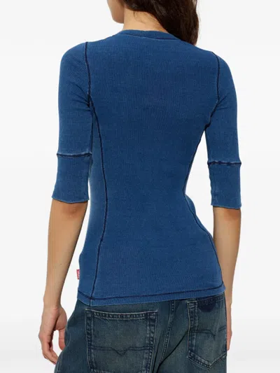 Diesel Henley Top With Shadow-patch Effects In Blue