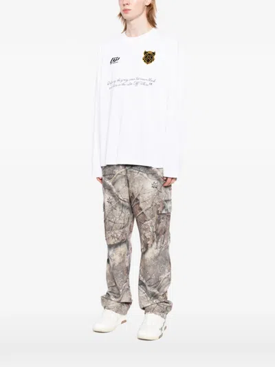 Off-white Logo-print Long-sleeve T-shirt In White