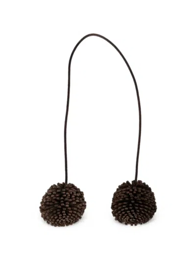 Dragon Diffusion Pom-pom Leather Charm In Brown