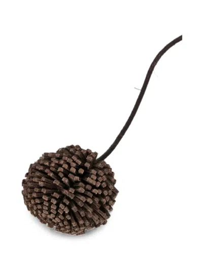 Dragon Diffusion Pom-pom Leather Charm In Brown