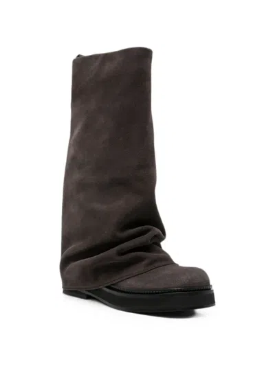 Attico Robin Rounded Square Toe Soft Suede Boots In Multi