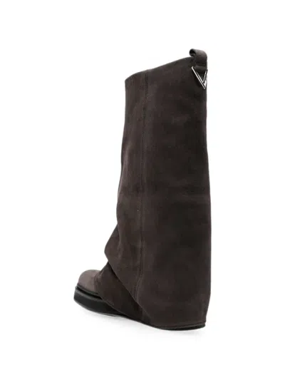 Attico Robin Rounded Square Toe Soft Suede Boots In Multi