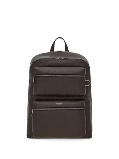 Ferragamo Monogram Backpack In Brown