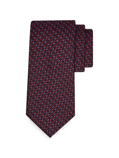 Ferragamo Gancini Silk Jacquard Tie In Multi