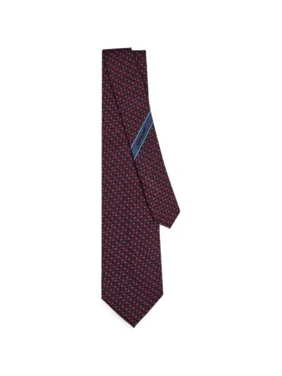 Ferragamo Gancini Silk Jacquard Tie In Multi