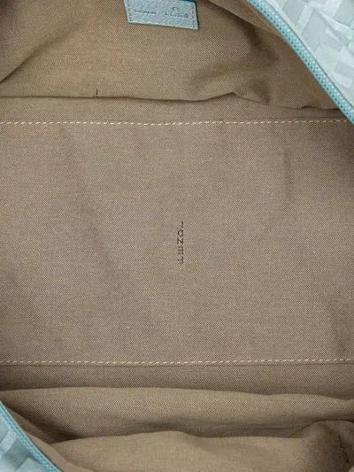 Pre-owned Fendi 2000-2010 Zucca Nylon Zip Code Tote Bag In Blue