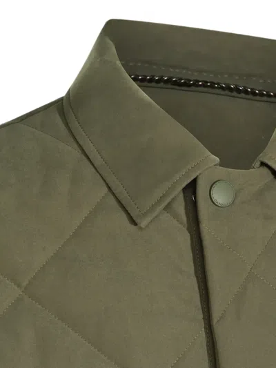 Canali Quilted Button-front Coat In Green