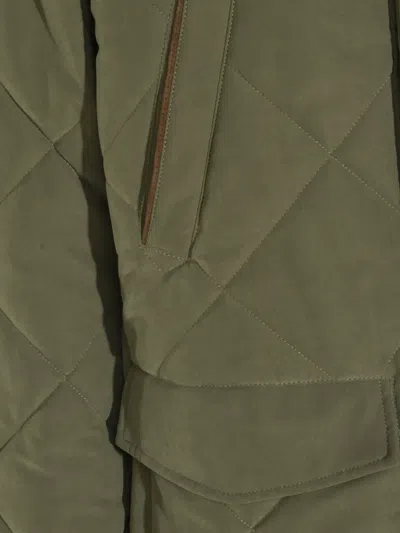 Canali Quilted Button-front Coat In Green