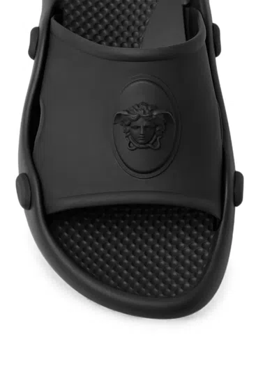 Versace Nettuno Medusa Head Open-toe Sliders In Black