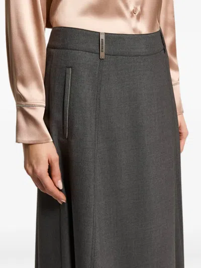 Peserico Belt-loop Maxi Skirt In Gray