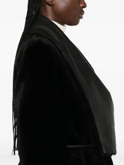 Blancha Shearling Coat With Leather Inserts In Black