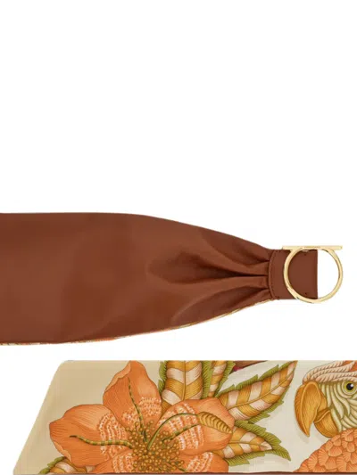 Ferragamo Adjustable Sash Belt In Brown