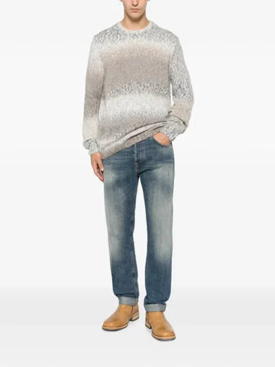 Dondup Gradient-effect Chunky-knit Sweater In Gray
