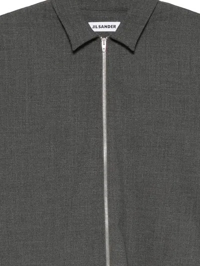 Jil Sander Zip-up Classic-collar Jacket In Gray