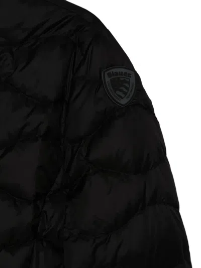 Blauer Wave-quilted Press-stud Jacket In Black