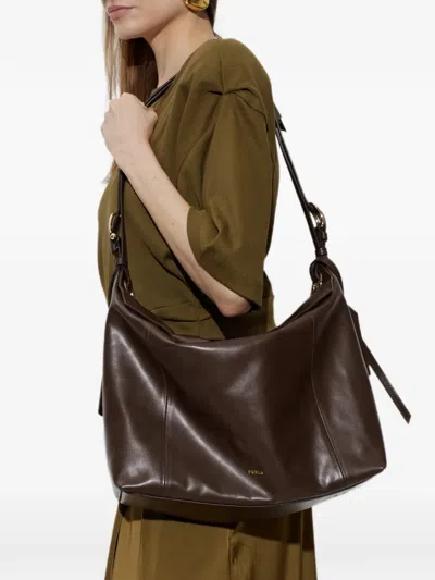 Furla Rectangular Shoulder Bag In Smooth Leather In Black