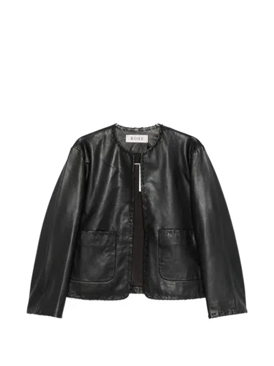 Rohe Whipstitch-trim Collarless Jacket In Black