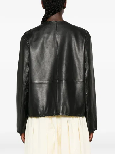 Rohe Whipstitch-trim Collarless Jacket In Black