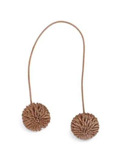 Dragon Diffusion Pom-pom Leather Charm In Brown