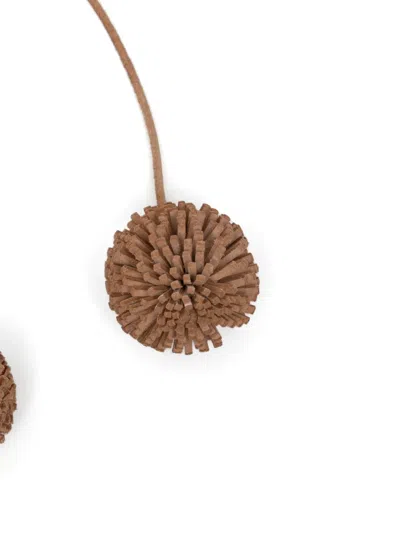 Dragon Diffusion Pom-pom Leather Charm In Brown