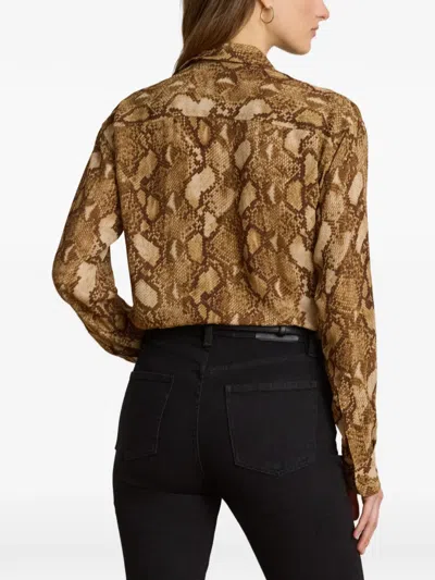 Ralph Lauren Python-print Georgette Shirt In Gold