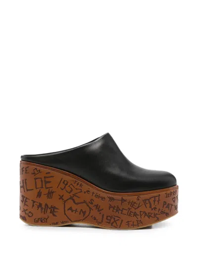 Chloé Maxime Platform Mules In Black