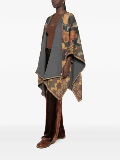 Pierre-louis Mascia Pancake Abstract-pattern Blanket-stitch Cape In Multi