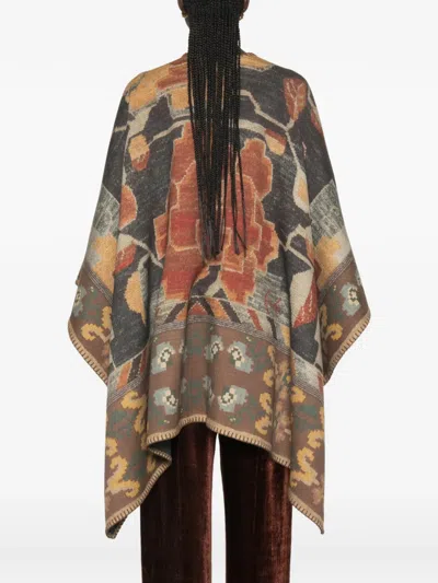 Pierre-louis Mascia Pancake Abstract-pattern Blanket-stitch Cape In Multi