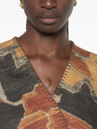 Pierre-louis Mascia Pancake Abstract-pattern Blanket-stitch Cape In Multi