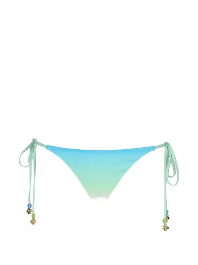 Casablanca Gradient-effect Bead-embellished Bikini Bottoms In Blue