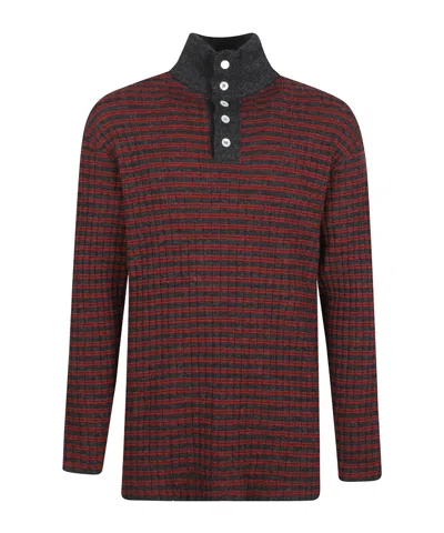 Namacheko Luther Striped Highneck Pullover In Red