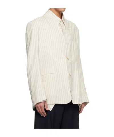 Hed Mayner Striped Suit Jacket In White