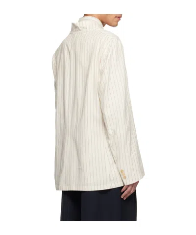 Hed Mayner Striped Suit Jacket In White