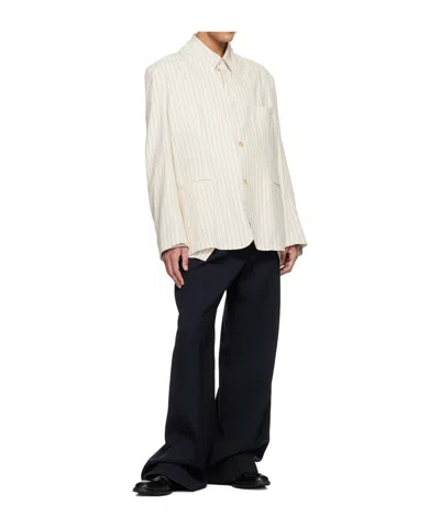 Hed Mayner Striped Suit Jacket In White