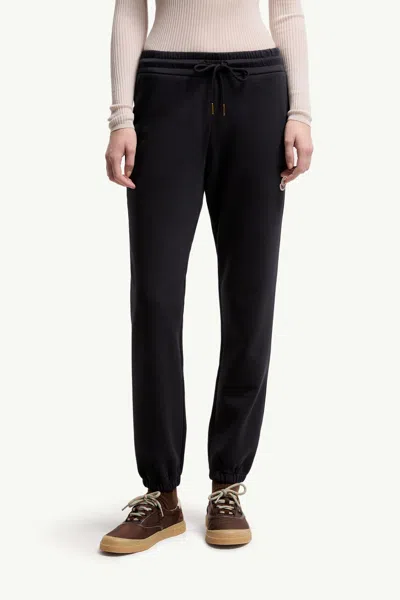 Moncler Logo Cotton Blend Fleece Sweatpants In Black