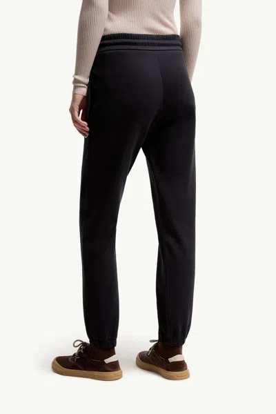 Moncler Logo Cotton Blend Fleece Sweatpants In Black