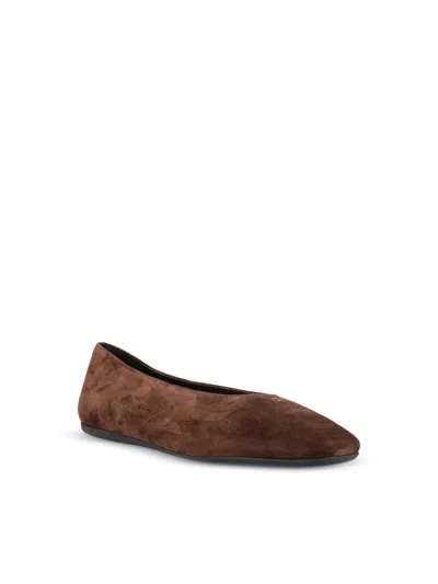Prada Flat Sole Pointed Toe Leather Loafers In Brown