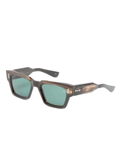Akoni Horn Rectangle Sunglasses In Blue