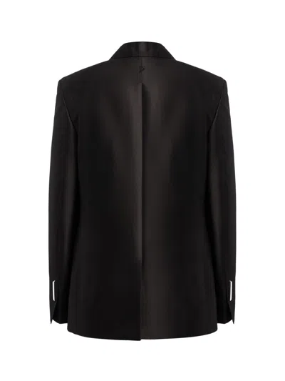 Dondup Double-breasted Satin Jacket In Black