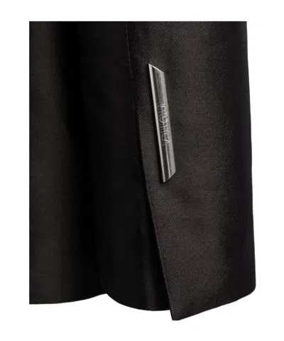 Dondup Double-breasted Satin Jacket In Black