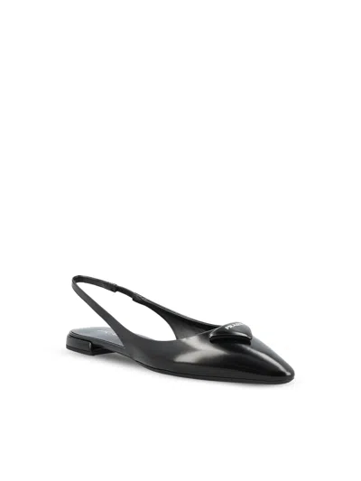 Prada Slingback Flat Sandals In Black