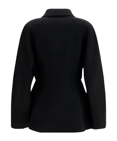 Rohe Double-faced Wool Sculptural Sleeve Jacket With Cinched Waist And Four-button Closure In Black