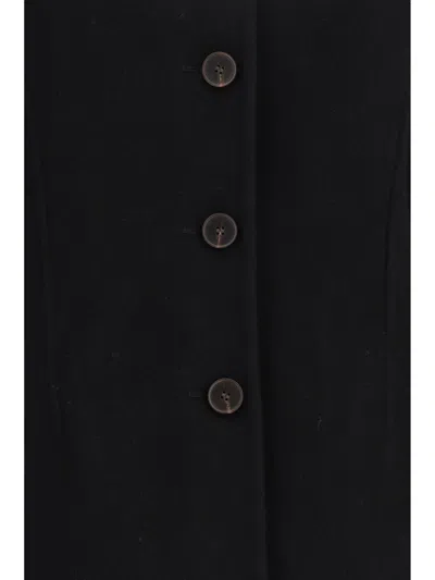 Rohe Double-faced Wool Sculptural Sleeve Jacket With Cinched Waist And Four-button Closure In Black