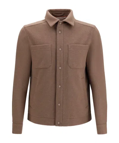 Herno Chest-pockets Press-stud Jacket In Brown