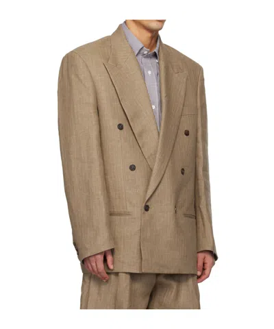 Hed Mayner Double-breasted Suit Jacket In Brown