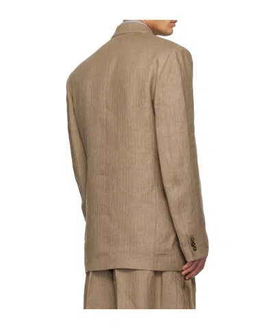 Hed Mayner Double-breasted Suit Jacket In Brown