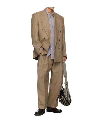 Hed Mayner Double-breasted Suit Jacket In Brown