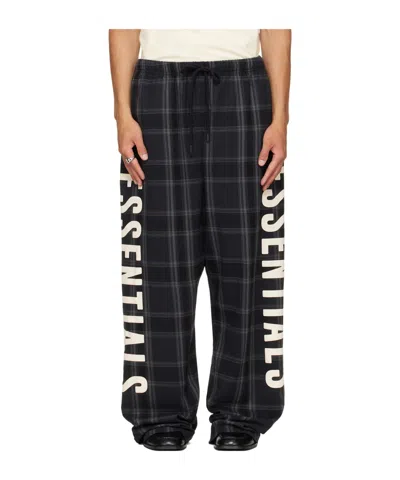Essentials Letter Plaid Casual Pattern In Black